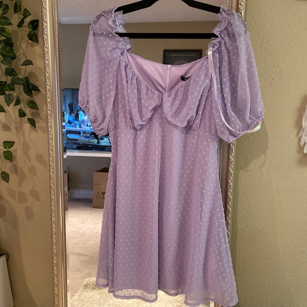 Cute mini dress from missguided. Lilac color. Back zipper closure. Tags attached